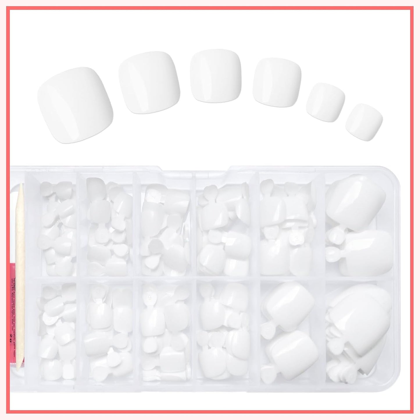 BeautyTheSense™ Premium Press On Toe Nails, Glossy Full Cover Toenails with Adhesive Tabs