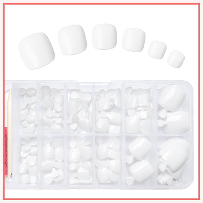 BeautyTheSense™ Premium Press On Toe Nails, Glossy Full Cover Toenails with Adhesive Tabs