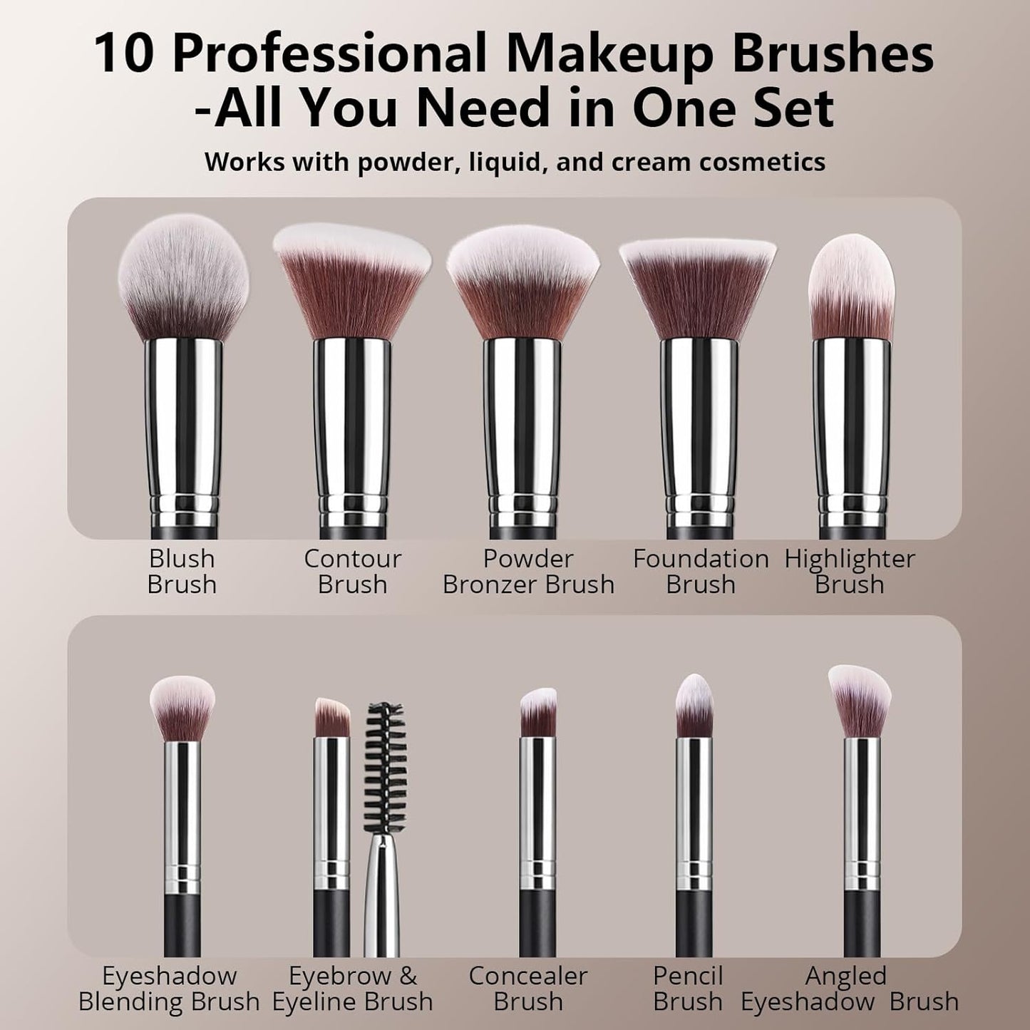 BeautyTheSense™ Professional Makeup Brush Set, Premium Soft Synthetic Makeup Brushes with Beauty Sponge
