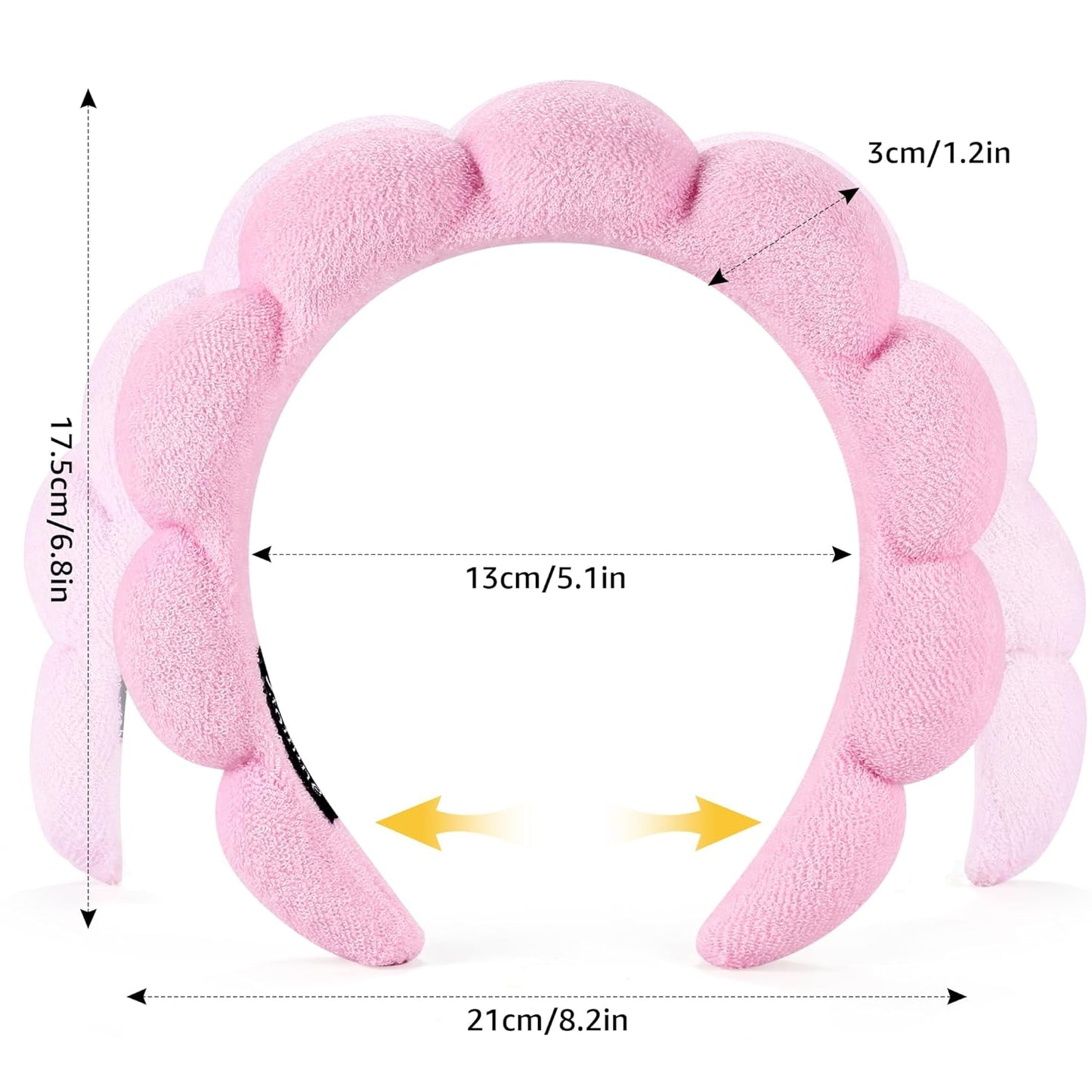 BeautyTheSense™ Spa Skincare Headband and Wrist Wash Band Set, Soft Coral Fleece Face Washing Headband