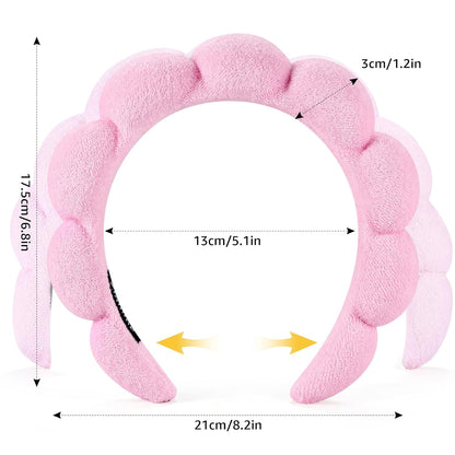 BeautyTheSense™ Spa Skincare Headband and Wrist Wash Band Set, Soft Coral Fleece Face Washing Headband