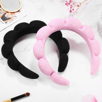 BeautyTheSense™ Spa Skincare Headband and Wrist Wash Band Set, Soft Coral Fleece Face Washing Headband