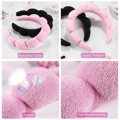 BeautyTheSense™ Spa Skincare Headband and Wrist Wash Band Set, Soft Coral Fleece Face Washing Headband