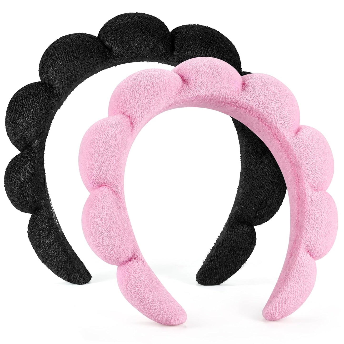 BeautyTheSense™ Spa Skincare Headband and Wrist Wash Band Set, Soft Coral Fleece Face Washing Headband